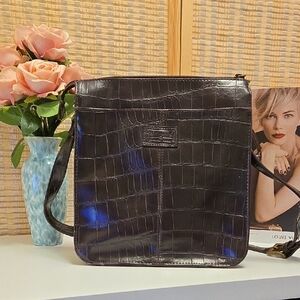 Relic Dark Brown Croc-Embossed Crossbody Bag
